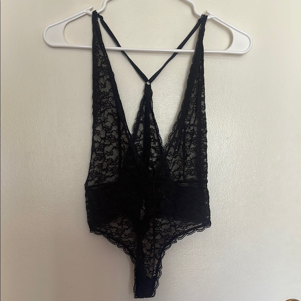 Victoria's Secret Black Lace Bodysuit (M)